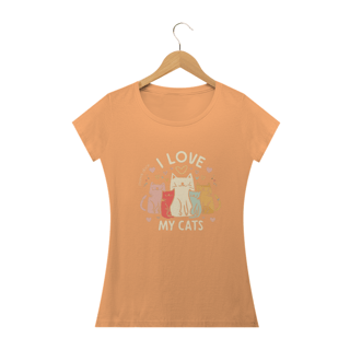 Nome do produto CAMISETA BABY LONG ESTONADA, I LOVE MY CATS