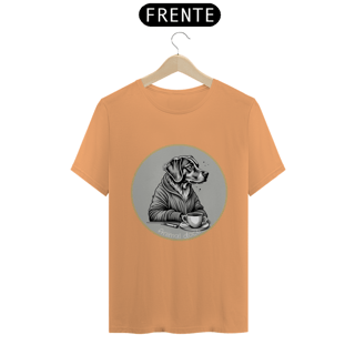 Nome do produto CAMISETA T-SHIRT ESTONADA DOG, GOLDEN COFFEE OVAL PB 