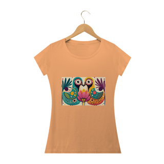 Nome do produto CAMISETA BABY LONG ESTONADA, COLORFUL BIRDS