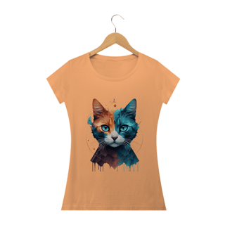 CAMISETA BABY LONG ESTONADA, COLORFUL CAT