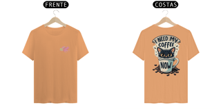 Nome do produto CAMISETA T-SHIRT ESTONADA F/V CAT, I NEED MY COFFEE