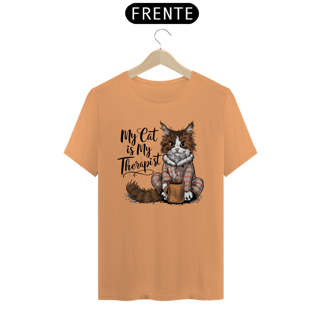 Nome do produto CAMISETA T-SHIRT ESTONADA, MY CAT IS MY THERAPIST