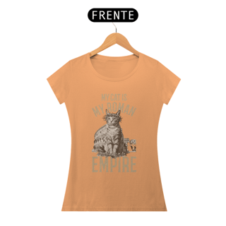 Nome do produto CAMISETA BABY LONG ESTONADA, MY CAT IS MY ROMAN 