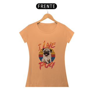 Nome do produto CAMISETA BABY LONG ESTONADA DOG, I LOVE PUG