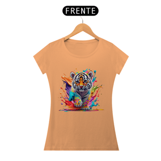 Nome do produto CAMISETA BABY LONG ESTONADA, COLORFUL TIGER