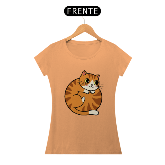 CAMISETA BABY LONG ESTONADA, CUTE CAT