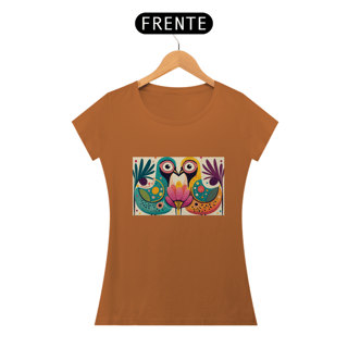 Nome do produto CAMISETA BABY LONG ALGODÃO PIMA, COLORFUL BIRDS