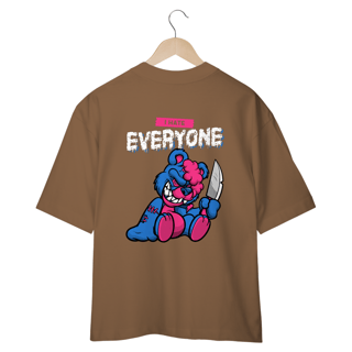Nome do produto CAMISETA OVERSIZED COSTAS, URSINHO PYSCHO I HATE EVERYONE