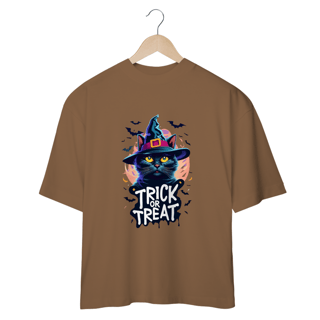 Nome do produto CAMISETA OVERSIZED, BLACK CAT HALLOWEEN, TRICK OR TREAT