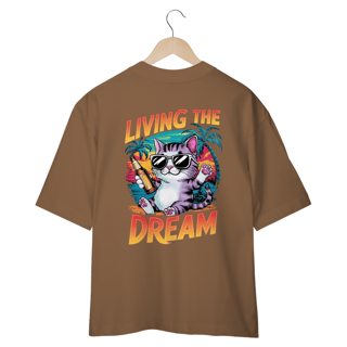 Nome do produto CAMISETA OVERSIZED COSTAS CAT, LIVING THE DREAM