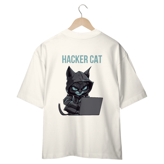 Nome do produto CAMISETA OVERSIZED COSTAS, HACKER CAT 