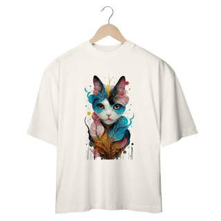 Nome do produto CAMISETA OVERSIZED, COLORFUL CAT