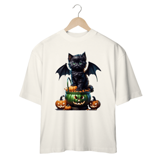 Nome do produto CAMISETA OVERSIZED, CAT MORCEGO HALLOWEEN