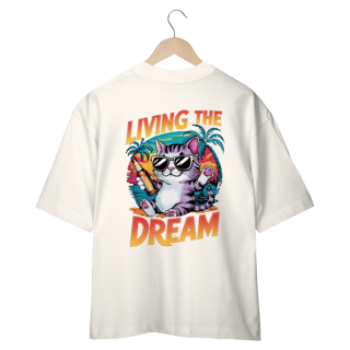 Nome do produto CAMISETA OVERSIZED COSTAS CAT, LIVING THE DREAM