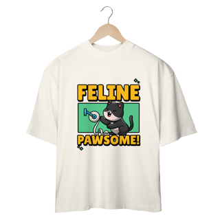 Nome do produto CAMISETA OVERSIZED, CAT FELINE PAWSOME