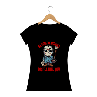 Nome do produto CAMISETA BABY LONG QUALITY DOG, JASON BE KIND SEXTA FEIRA 13
