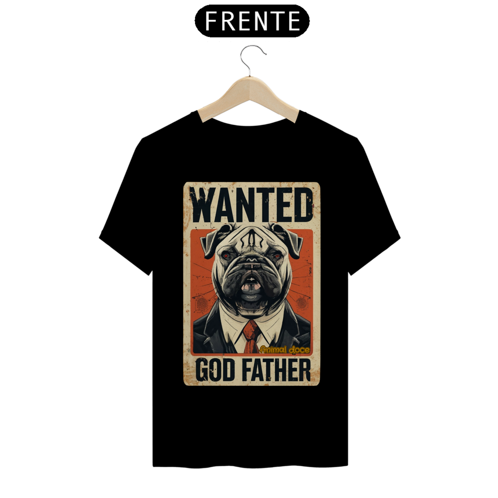 CAMISETA T-SHIRT QUALITY, DOG BULLDOG GOD FATHER, COLORS