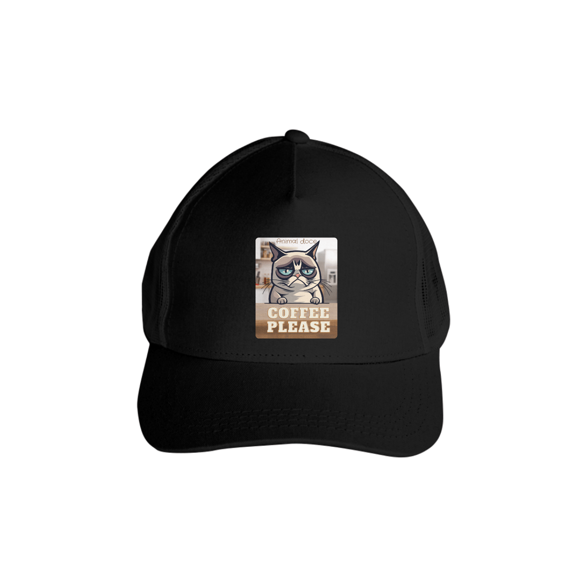 Nome do produto: BONE AMERICANO C/TELA, CAT COFFEE PLEASE 