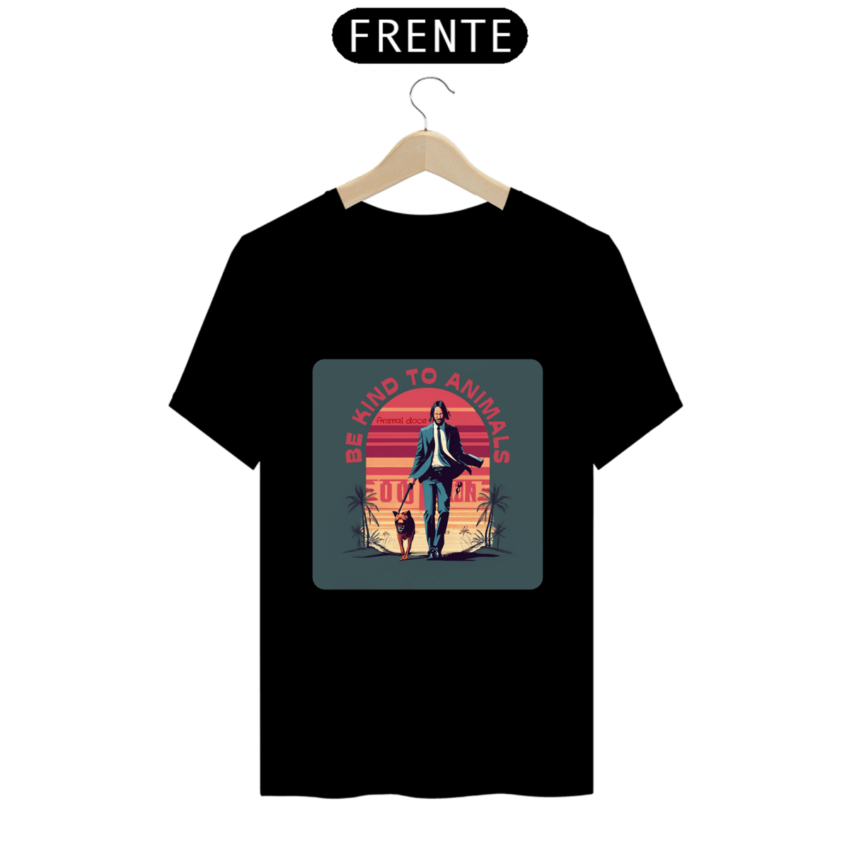 Nome do produto: CAMISETA T-SHIRT PRIME DOG, LINHA FILME JOHN WICK BE KIND TO ANIMALS 
