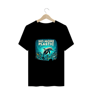 CAMISETA T-SHIRT PLUS SIZE, DOLPHIN NO MORE PLASTIC 