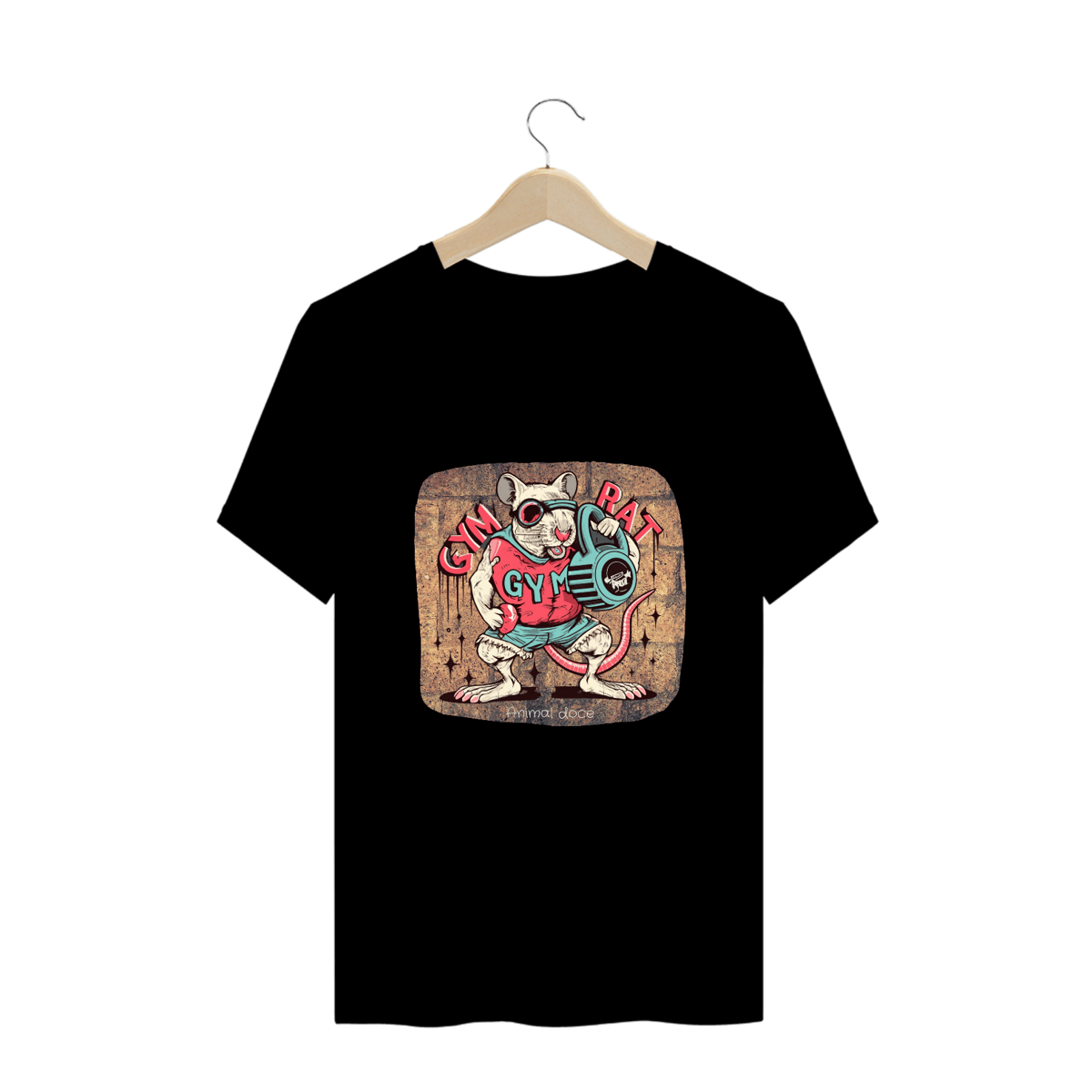 Nome do produto: CAMISETA T-SHIRT PLUS SIZE, MEME-GYM RAT 