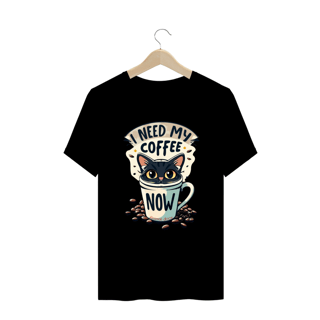 Nome do produto CAMISETA T-SHIRT PLUS SIZE CAT, I NEED MY COFFEE