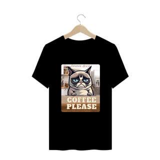 CAMISETA T-SHIRT PLUS SIZE CAT, COFFEE PLEASE