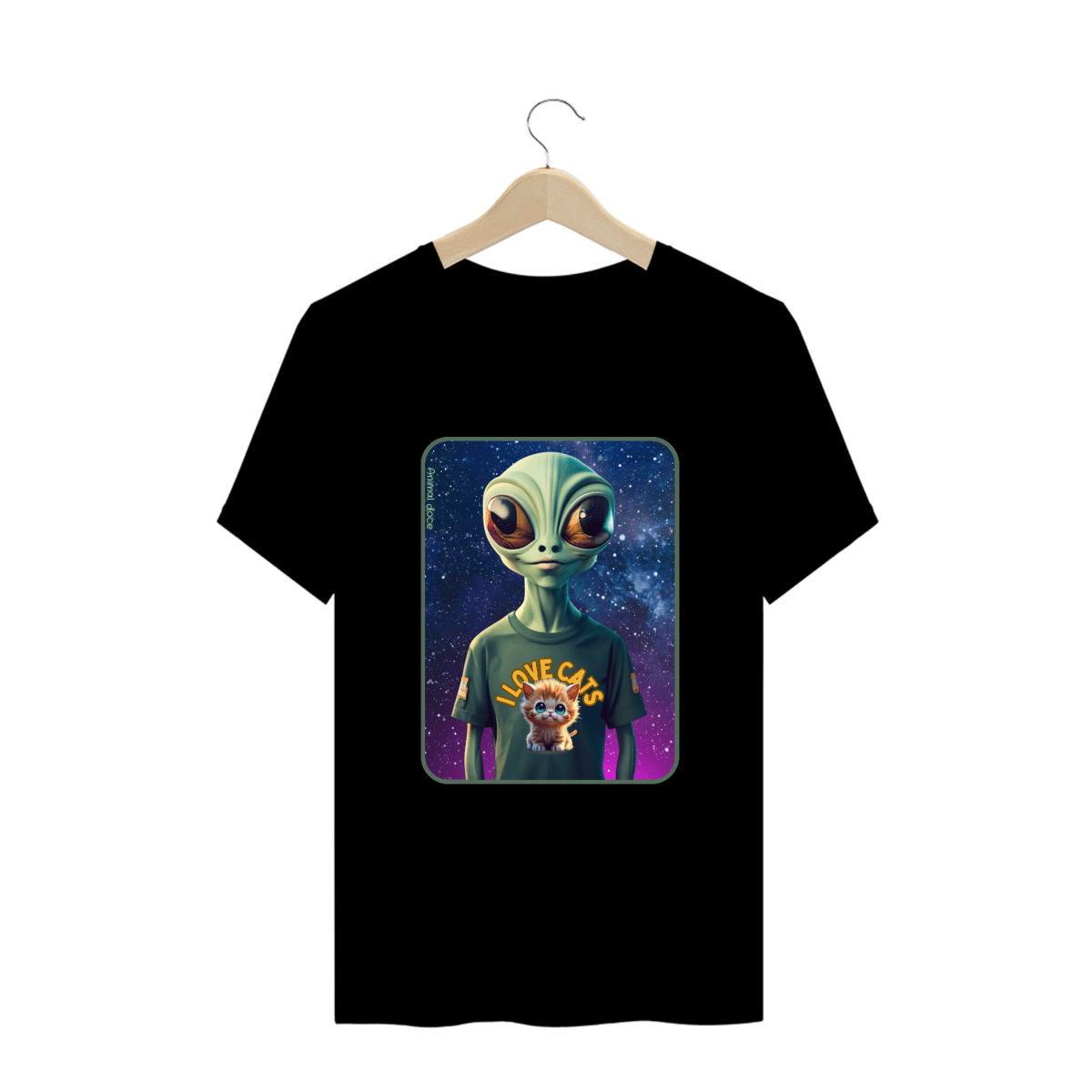Nome do produto: CAMISETA T-SHIRT PLUS SIZE ET, I LOVE CATS 