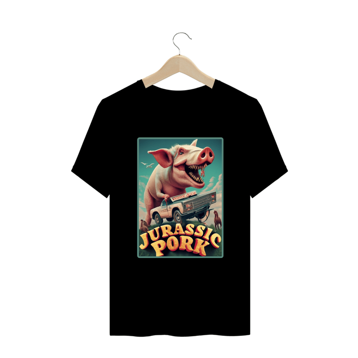 Nome do produto: CAMISETA T-SHIRT PLUS SIZE, JURASSIC PORK