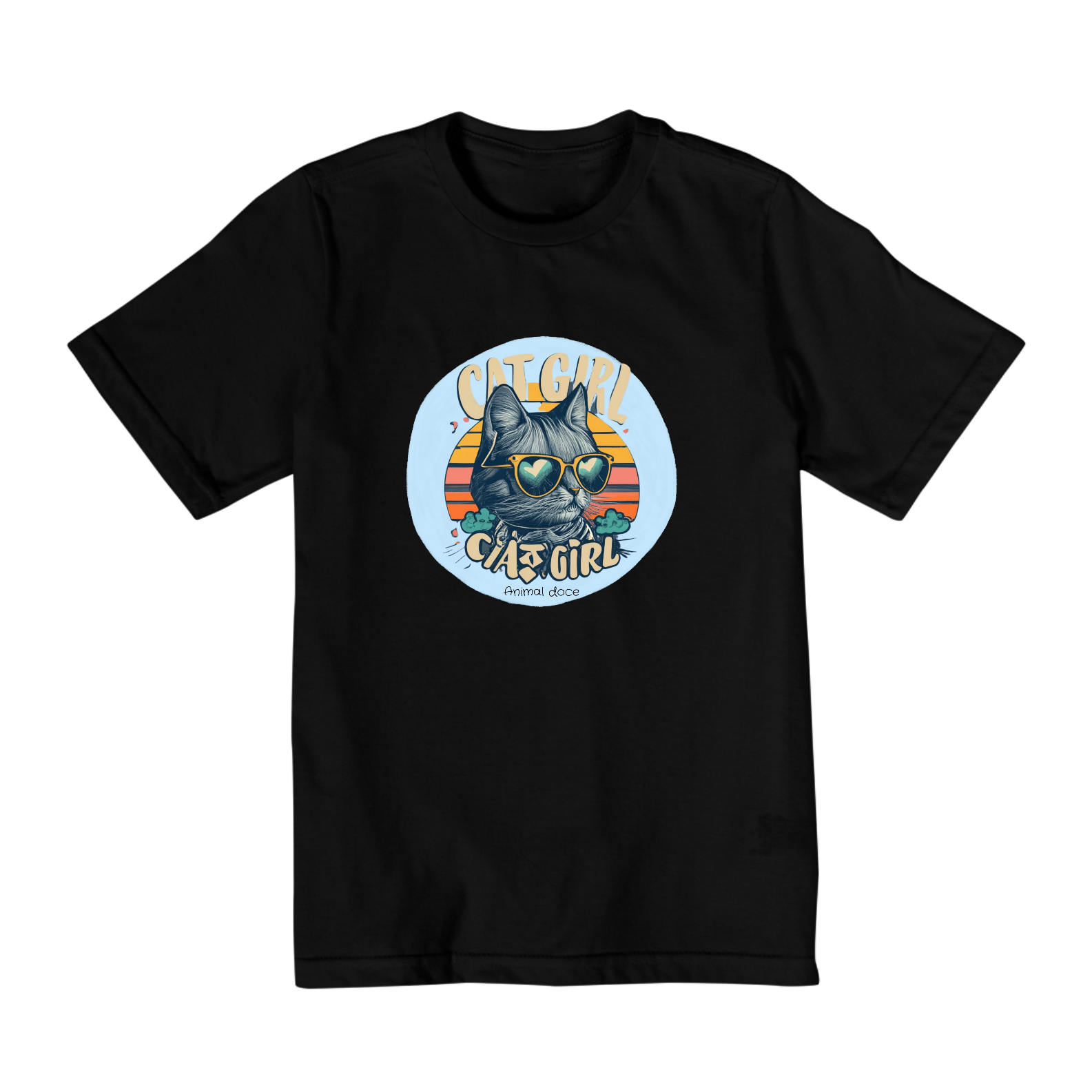 CAMISETA QUALITY INFANTIL, CAT GIRL-10 A 14 ANOS