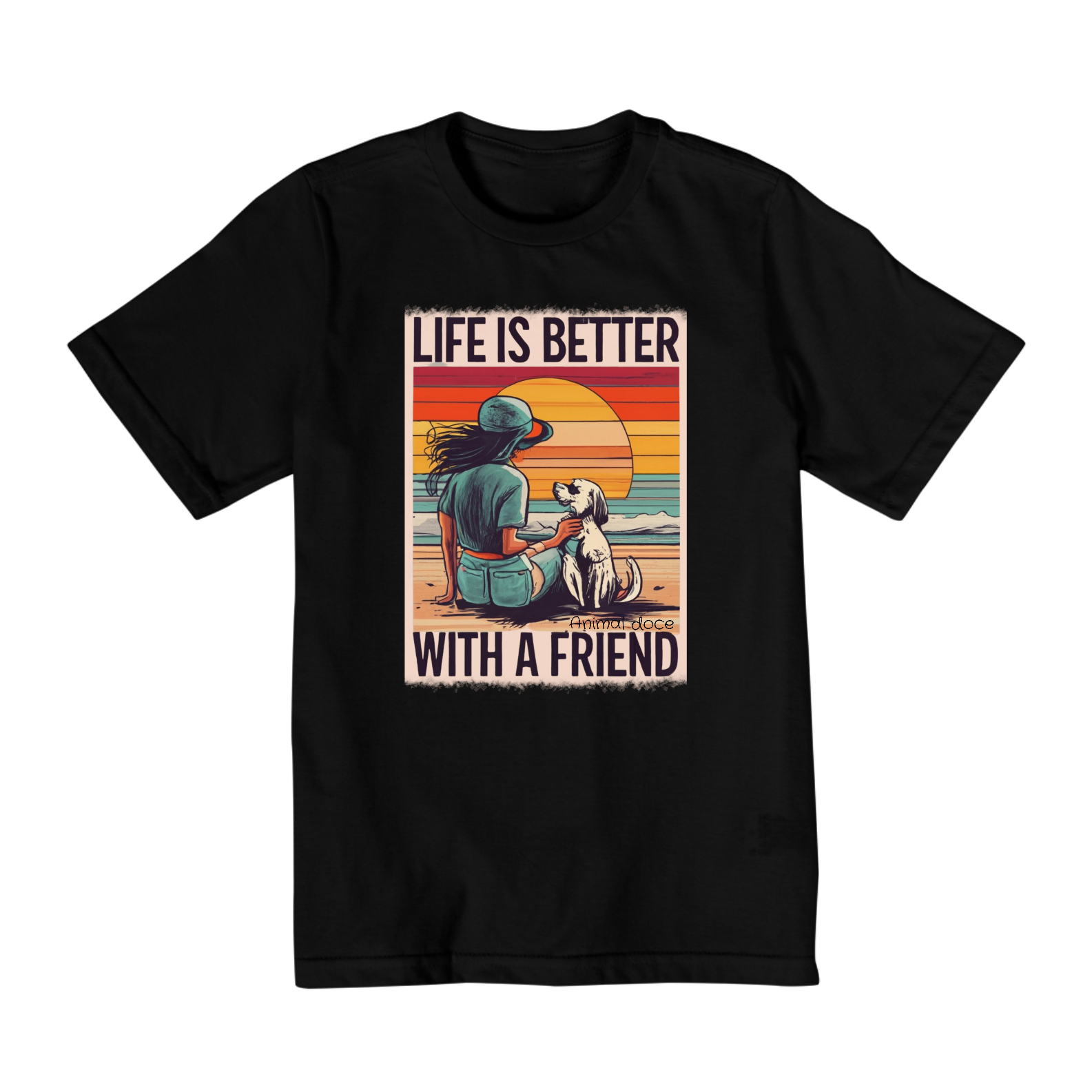 CAMISETA QUALITY INFANTIL  DOG, LIFE IS BETTER-10 A 14 ANOS 