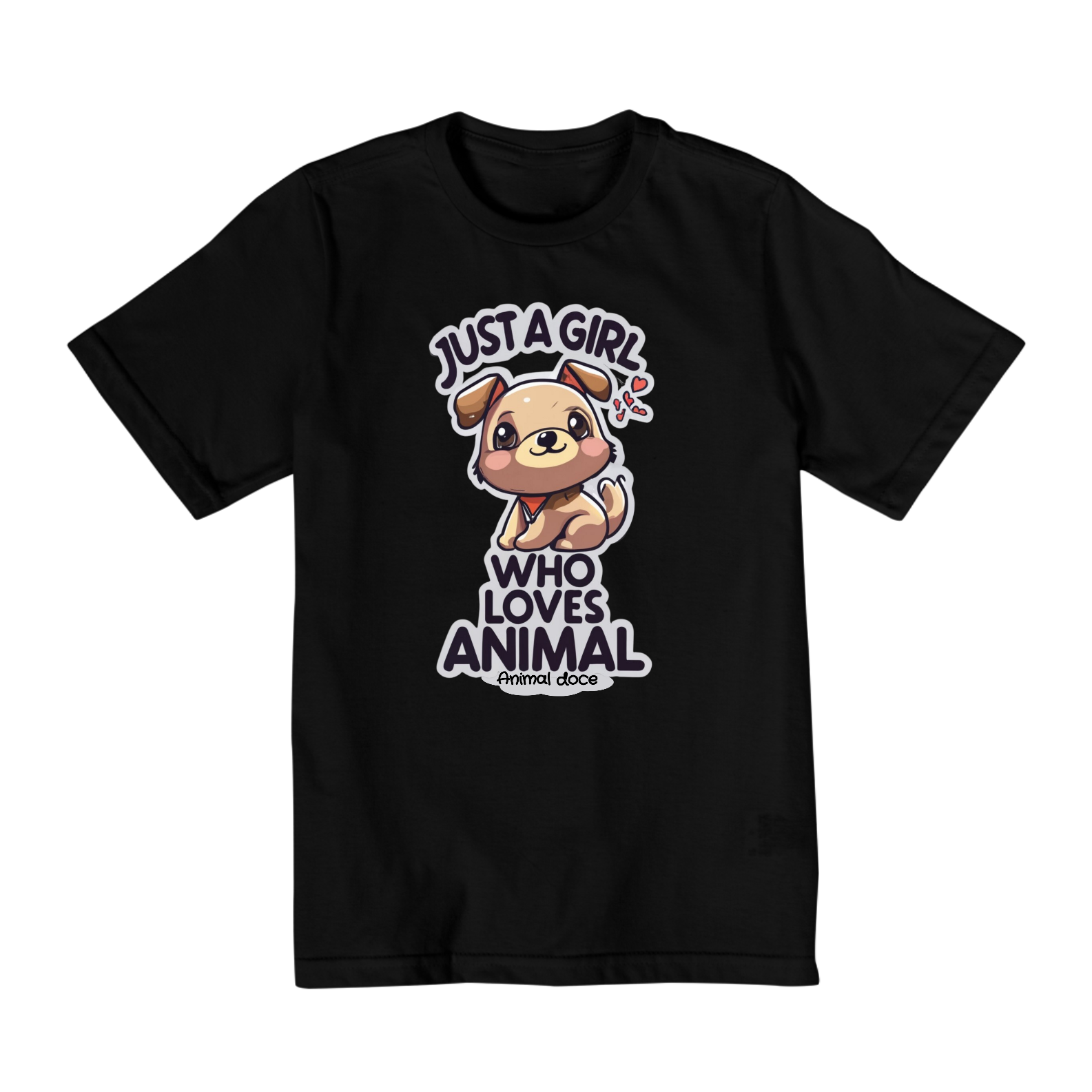 CAMISETA QUALITY INFANTIL DOG, JUST A GIRL-10 A 14 ANOS