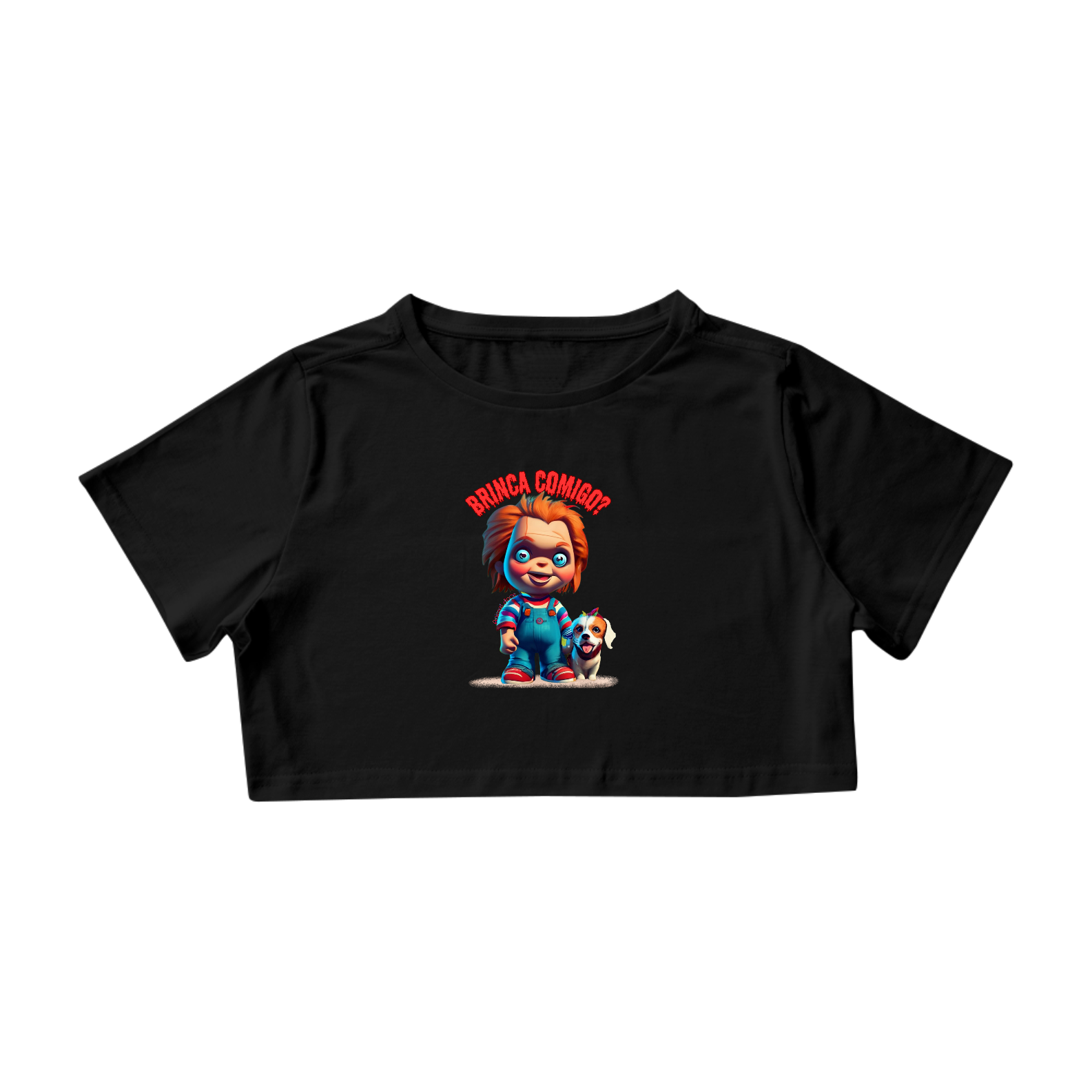 CAMISA CROPPED, CHUCKY BRINCA COMIGO