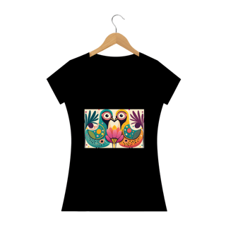 CAMISETA BABY LONG PRIME, COLORFUL BIRDS