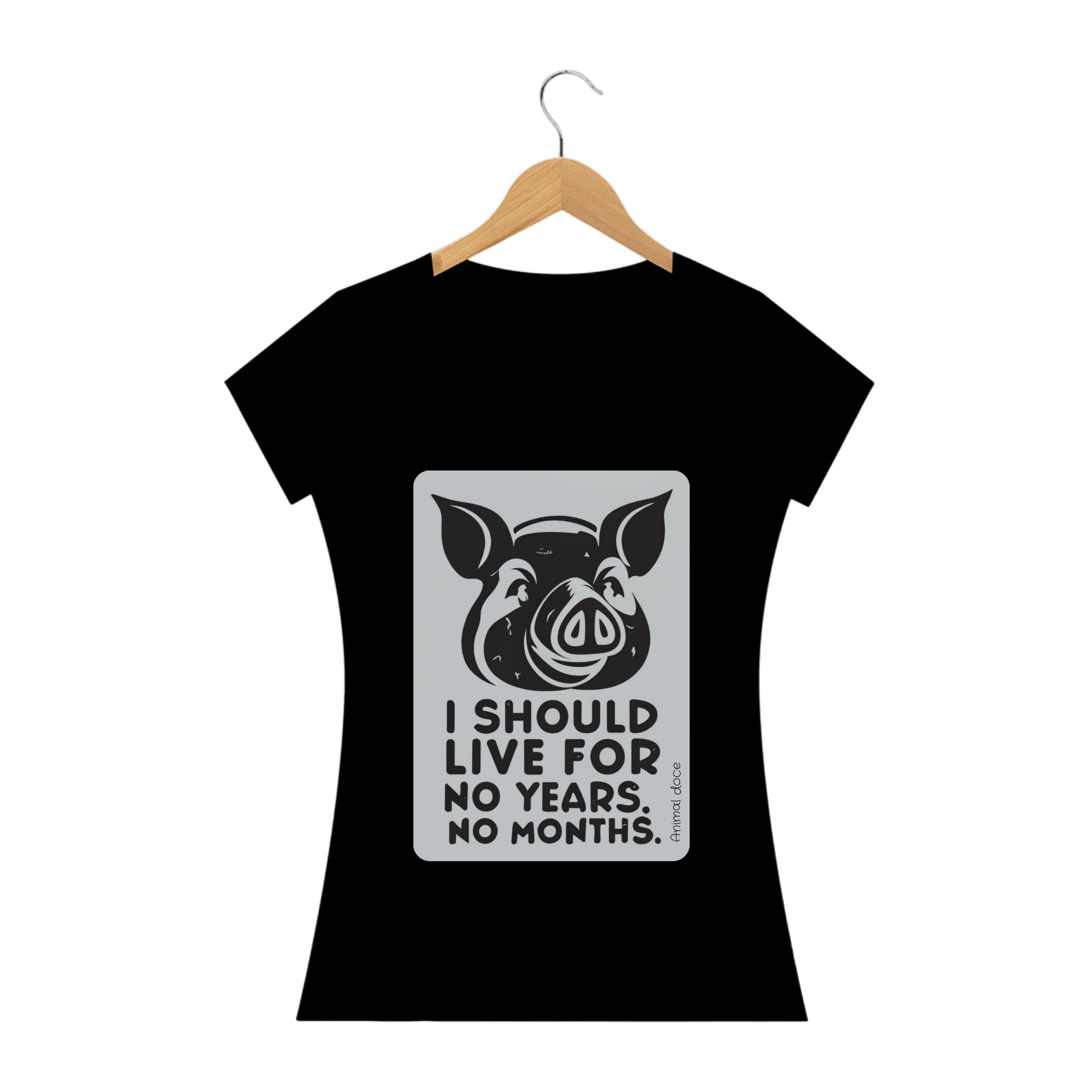 CAMISETA BABY LONG PRIME PIG, LINHA VEGAN, I SHOULD LIVE