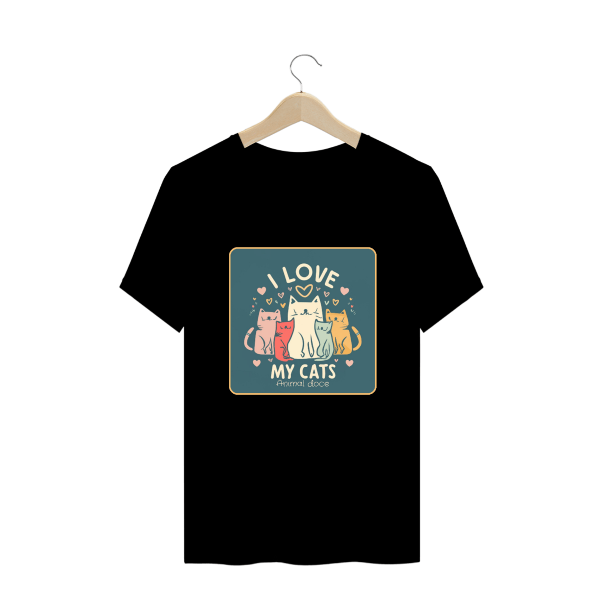 Nome do produto: CAMISETA T-SHIRT PLUS SIZE, I LOVE MY CATS 