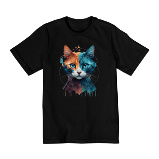 CAMISETA QUALITY INFANTIL, COLORFUL CAT-10 A 14 ANOS