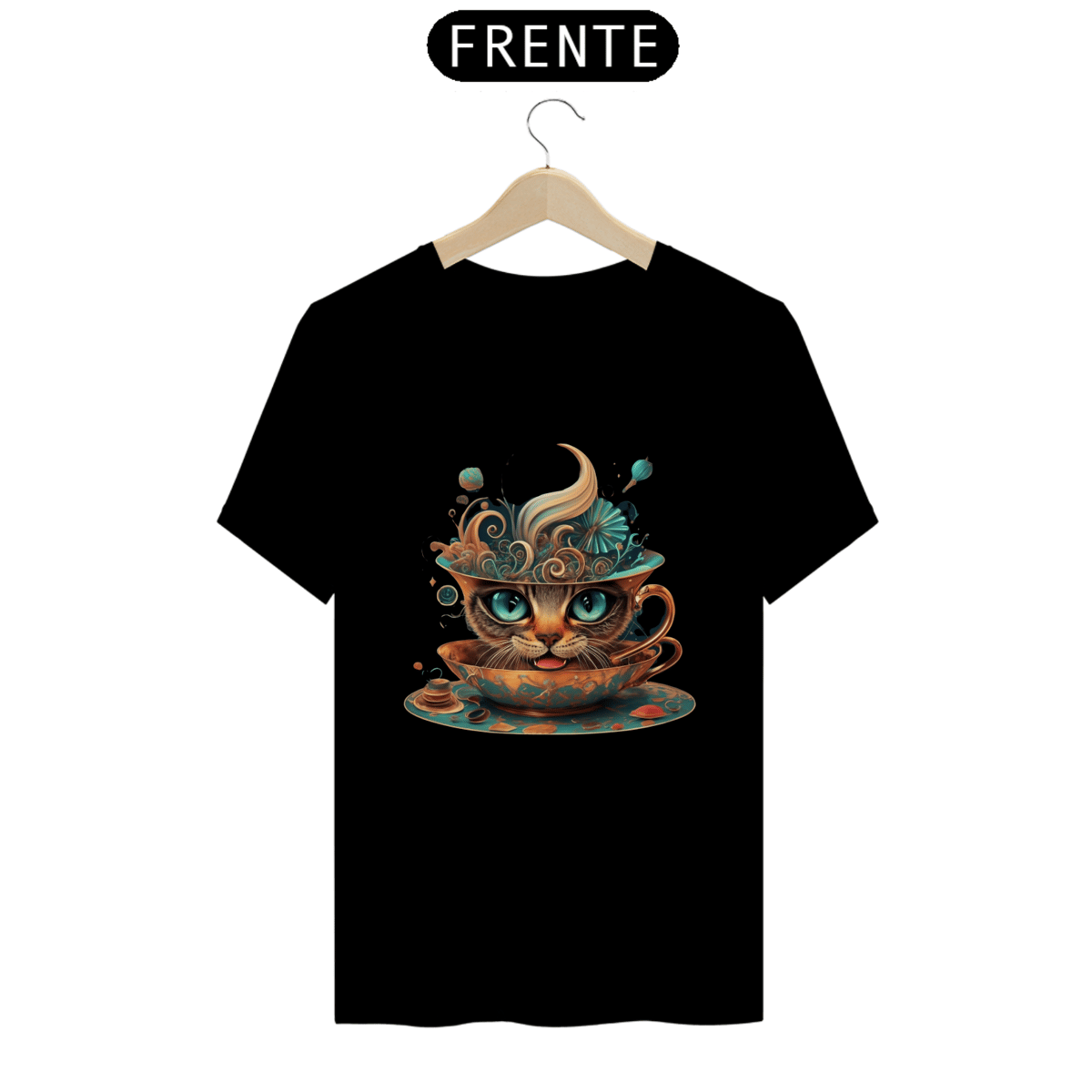Nome do produto: CAMISETA T-SHIRT PRIME, CAT IN THE CUP