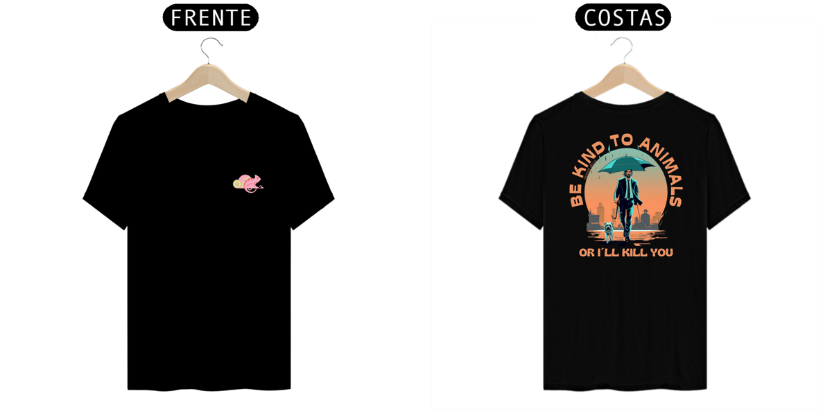 Nome do produto: CAMISETA T-SHIRT PRIME F/V DOG, LINHA FILME JOHN WICK BE KIND TO ANIMALS