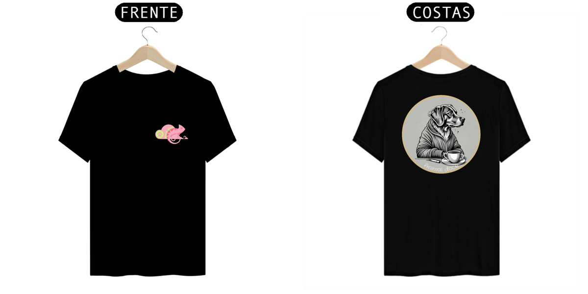 Nome do produto: CAMISETA T-SHIRT PRIME F/V, DOG GOLDEN COFFEE OVAL PB