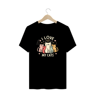 Nome do produto CAMISETA T-SHIRT PLUS SIZE CAT, I LOVE MY CATS