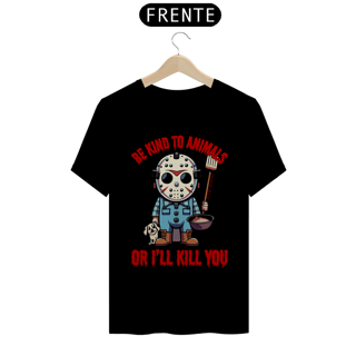 Nome do produto CAMISETA T-SHIRT ESTONADA DOG, LINHA FILME JASON BE KIND TO ANIMALS, SEXTA FEIRA 13