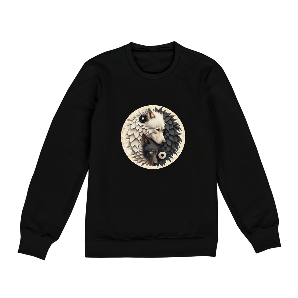 Nome do produto: MOLETOM BLUSÃO UNISSEX FECHADO-P M G G GG-WOLF YIN YANG, POSSUI INTERIOR FLANELADO, PUNHO E BARRA EM RETILINEA  