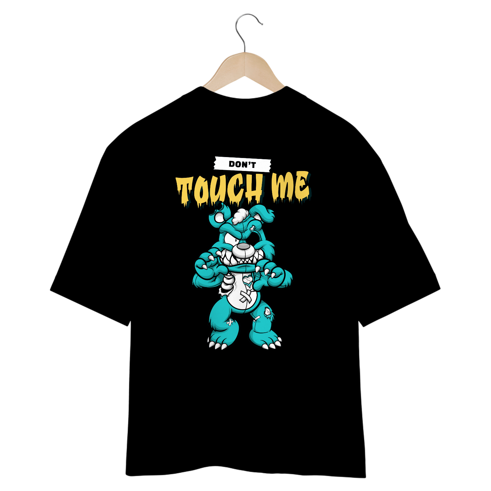 CAMISETA OVERSIZED COSTAS, URSINHO PYSCHO DON´T TOUCH ME