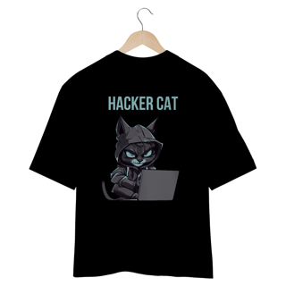 Nome do produto CAMISETA OVERSIZED COSTAS, HACKER CAT 
