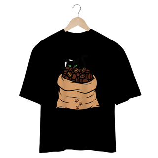 CAMISETA OVERSIZED, BLACK CAT COFFEE