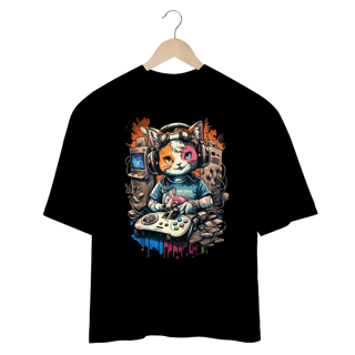 Nome do produto CAMISETA OVERSIZED, CAT GAME