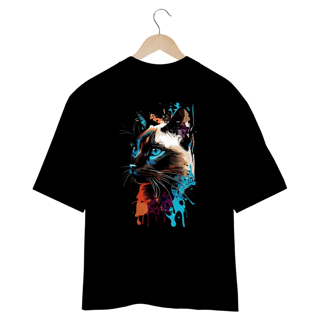 Nome do produto CAMISETA OVERSIZED COSTAS, CAT POP ART
