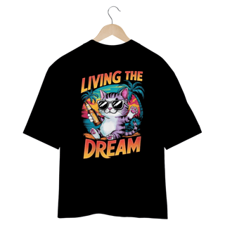 Nome do produto CAMISETA OVERSIZED COSTAS CAT, LIVING THE DREAM
