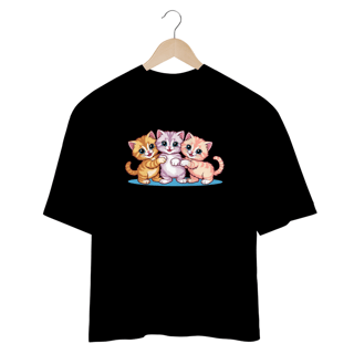 Nome do produto CAMISETA OVERSIZED, CAT FRIENDS